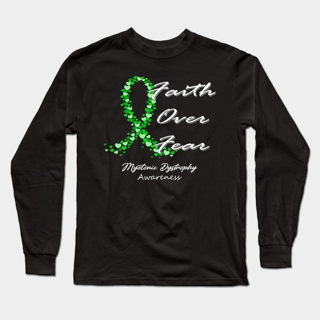 Myotonic Dystrophy Awareness Faith Over Fear - In This Family We Fight Together Long Sleeve T-Shirt by BoongMie